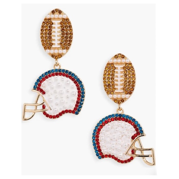 BaubleBar Jewelry - BaubleBar Gold Football Helmet Drop Earrings NWT